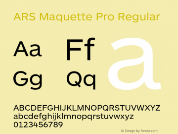 ARS Maquette Pro Regular Version 3.001 Font Sample