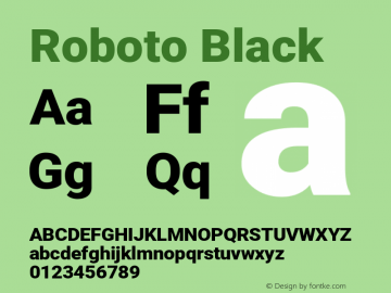 Roboto Black Version 2.001047; 2015 Font Sample