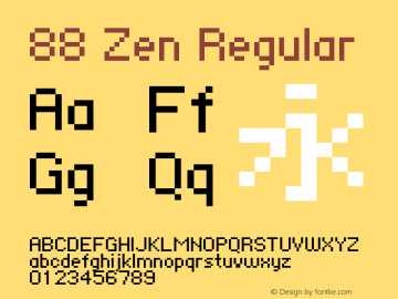 88 Zen Regular Version 1.00 Font Sample