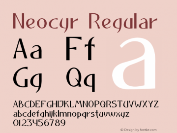 Neocyr Regular 1.00 Font Sample