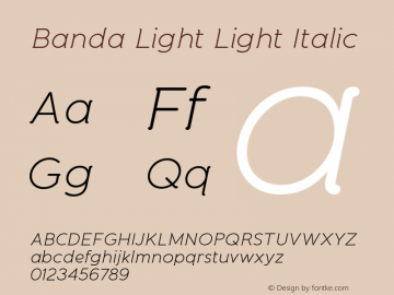 Banda Light Light Italic Version 1.000 2011 initial release图片样张