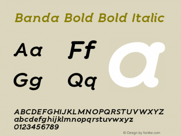 Banda Bold Bold Italic Version 1.000 2011 initial release Font Sample