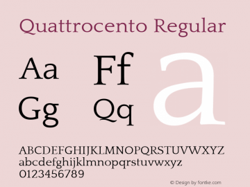 Quattrocento Regular Version 1.001 Font Sample