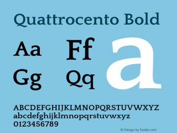 Quattrocento Bold Version 2.000 Font Sample