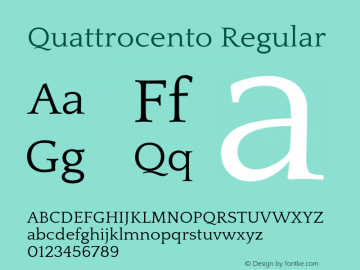 Quattrocento Regular Version 2.000 Font Sample