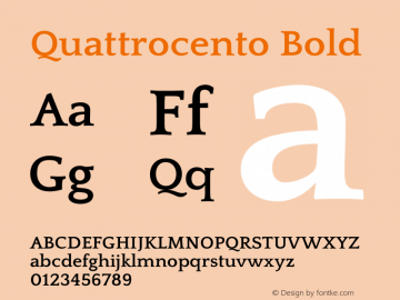Quattrocento Bold Version 2.000 Font Sample