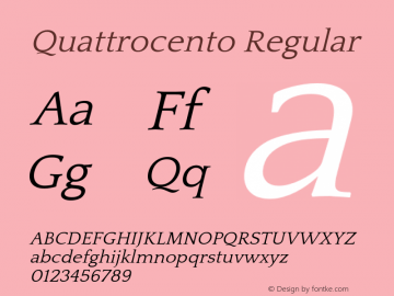 Quattrocento Regular Version 2.000 Font Sample