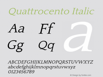 Quattrocento Italic Version 2.000 Font Sample