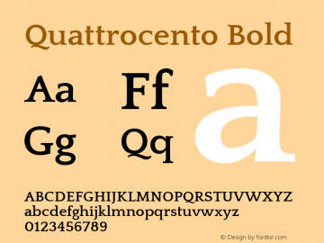 Quattrocento Bold Version 2.000 Font Sample