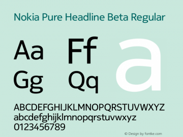 Nokia Pure Headline Beta Regular Version 1.012 Font Sample