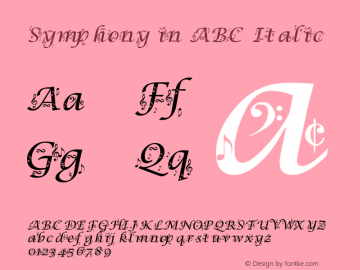 Symphony in ABC Italic 1.00 Font Sample