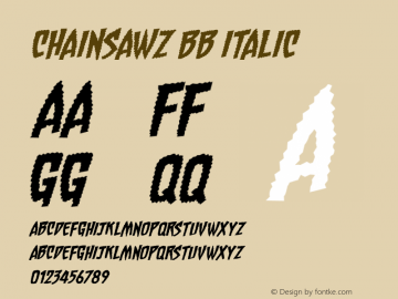 Chainsawz BB Italic Version 1.000 Font Sample