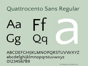 Quattrocento Sans Regular Version 1.002 Font Sample