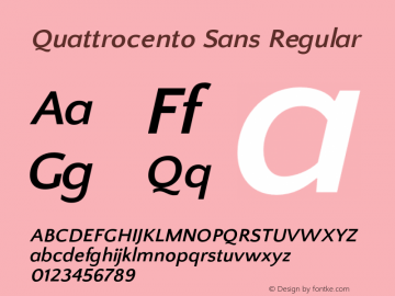 Quattrocento Sans Regular Version 1.008 Font Sample