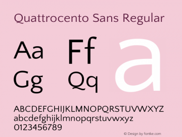 Quattrocento Sans Regular Version 2.000 Font Sample