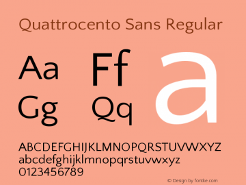 Quattrocento Sans Regular Version 2.000 Font Sample