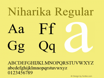 Niharika Regular Version 1.0.1 January 20, 2010 initial release图片样张