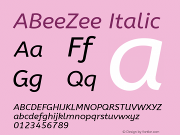 ABeeZee Italic Version 1.001图片样张