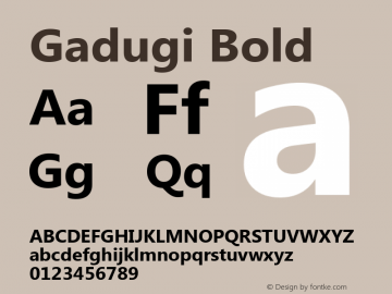 Gadugi Bold Version 1.02 Font Sample