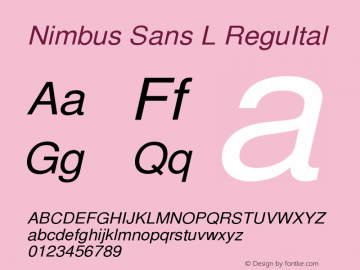 Nimbus Sans L ReguItal Version 1.06图片样张