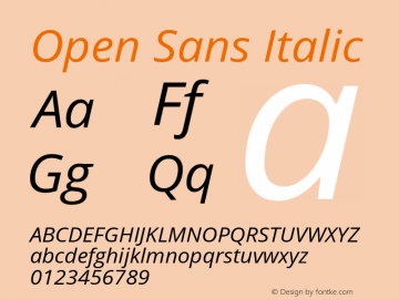 Open Sans Italic Version 1.10 Font Sample