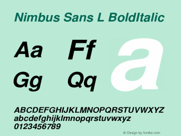 Nimbus Sans L BoldItalic Version 1.06 Font Sample