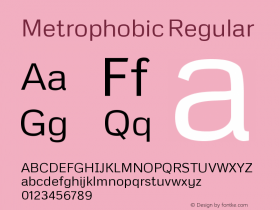 Metrophobic Regular Version 1.000 Font Sample