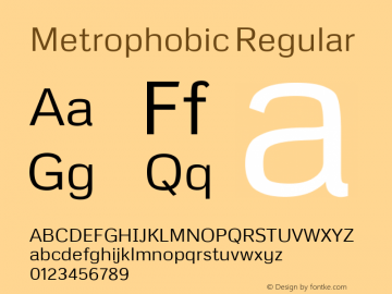 Metrophobic Regular Version 1.000 Font Sample