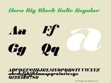 Hera Big Black Italic Regular Version 1.001 Font Sample
