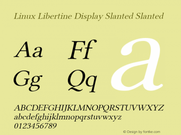 Linux Libertine Display Slanted Slanted Version 5.0.9 Font Sample