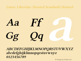 Linux Libertine Slanted Semibold Slanted Version 5.0.0图片样张