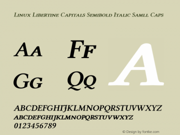 Linux Libertine Capitals Semibold Italic Samll Caps Version 5.0.0 Font Sample