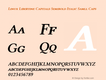 Linux Libertine Capitals Semibold Italic Samll Caps Version 5.1.1 Font Sample
