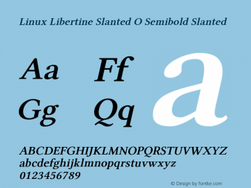 Linux Libertine Slanted O Semibold Slanted Version 5.0.0 Font Sample