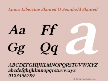 Linux Libertine Slanted O Semibold Slanted Version 5.1.1 Font Sample