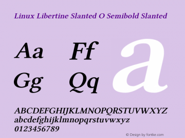 Linux Libertine Slanted O Semibold Slanted Version 5.1.1 Font Sample