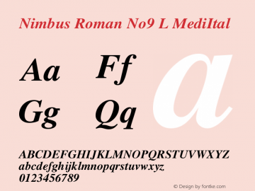 Nimbus Roman No9 L MediItal Version 001.005 Font Sample