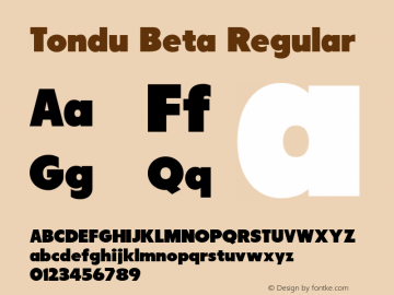 Tondu Beta Regular Version 1.000 Font Sample