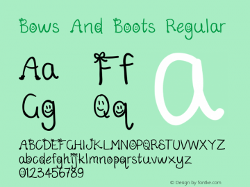 Bows And Boots Regular Version 1.000 Font Sample