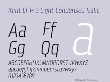 Klint LT Pro Light Condensed Italic Version 1.00图片样张