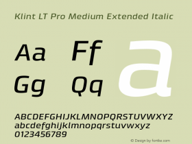 Klint LT Pro Medium Extended Italic Version 1.00 Font Sample