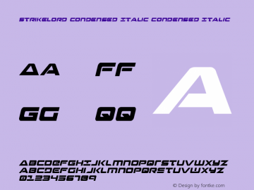 Strikelord Condensed Italic Condensed Italic 001.000图片样张