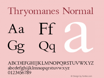Thryomanes Normal Macromedia Fontographer 4.1 2/10/2001 Font Sample