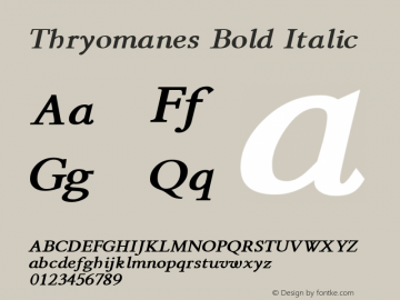 Thryomanes Bold Italic Macromedia Fontographer 4.1 2/16/2002图片样张