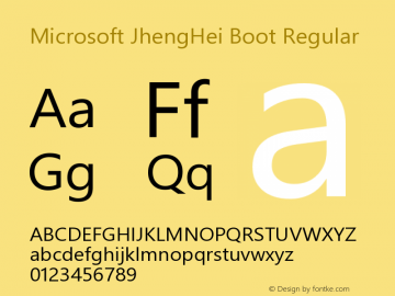 Microsoft JhengHei Boot Regular Version 1.29 Font Sample