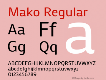 Mako Regular Version 1.000 Font Sample