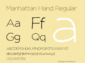 Manhattan Hand Regular Version 1.001 Font Sample