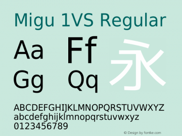 Migu 1VS Regular 2012.1030 Font Sample