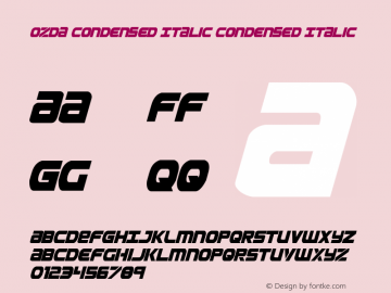 Ozda Condensed Italic Condensed Italic 001.000 Font Sample