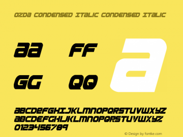 Ozda Condensed Italic Condensed Italic 002.000 Font Sample